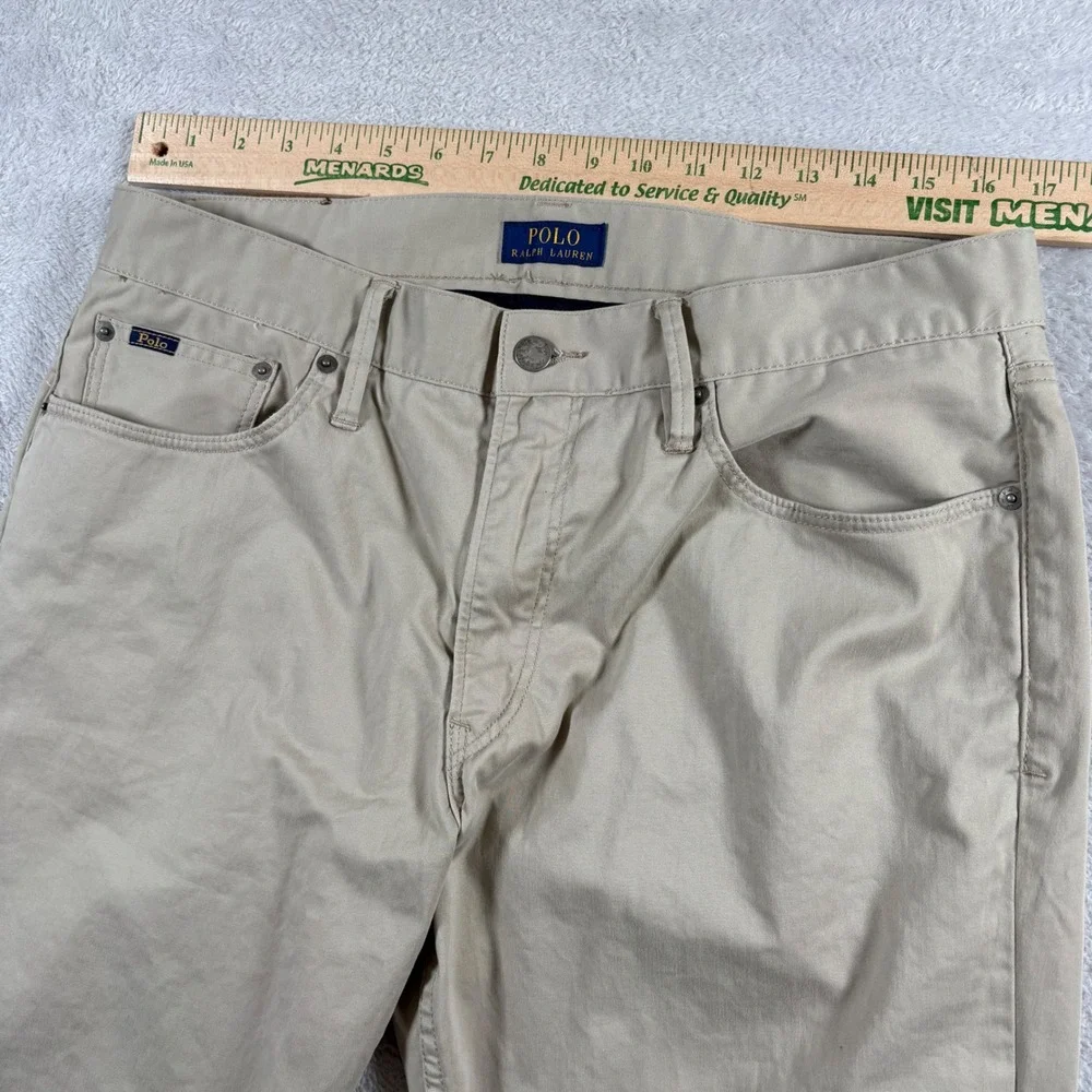 Polo Ralph Lauren Mens 34x32 Tan Five‎ Pocket Stretch Chino Pants Beige Straight